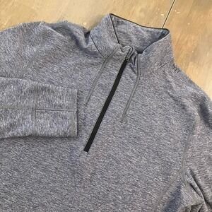 Lululemon Shirt Mens Medium Surge Blue Gray 1/2 Zip Stretch Performance Athletic